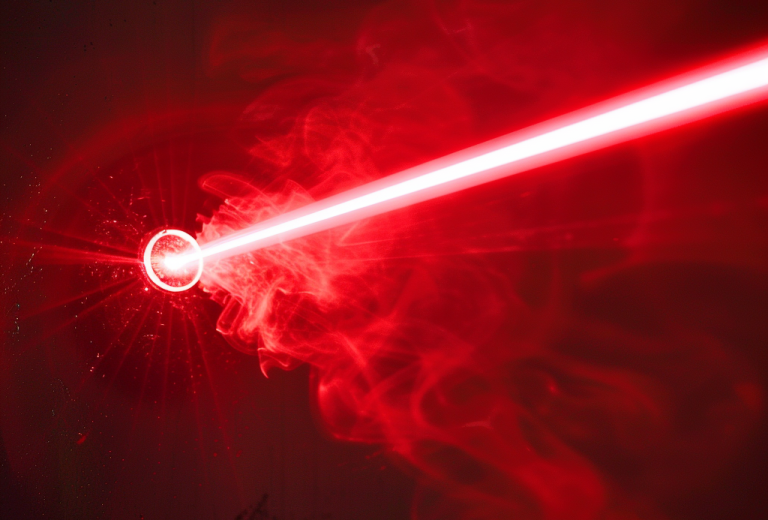 Es ist ein roter Laserstrahl zu sehen